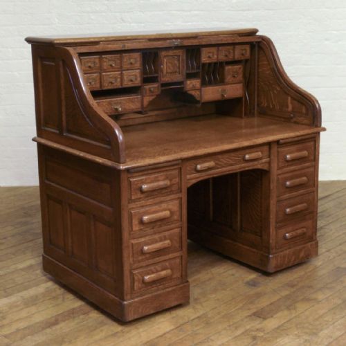 edwardian oak roll top desk - CATEGORY: ANTIQUE DESKS - DATED EDWARDIAN