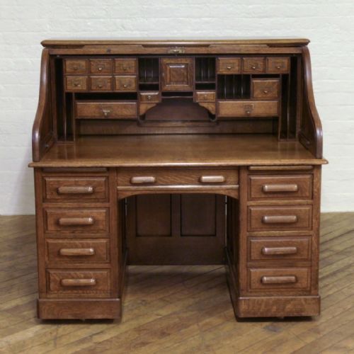 EDWARDIAN OAK ROLL TOP DESK - ADDITIONAL PHOTO 1