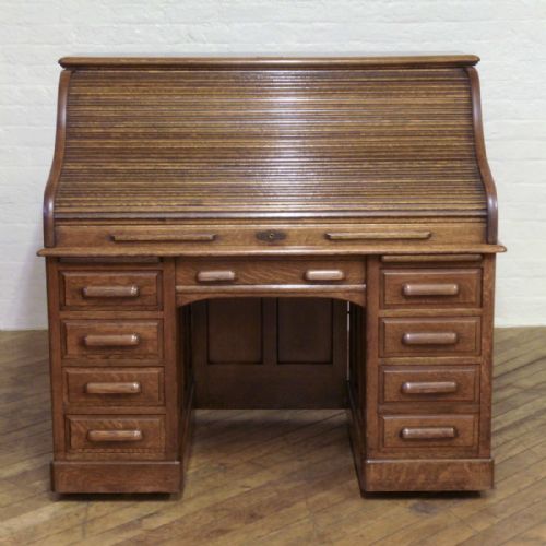 EDWARDIAN OAK ROLL TOP DESK - ADDITIONAL PHOTO 2