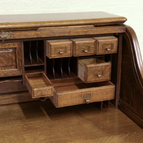 EDWARDIAN OAK ROLL TOP DESK - ADDITIONAL PHOTO 3