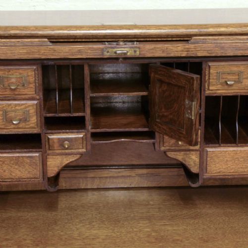 EDWARDIAN OAK ROLL TOP DESK - ADDITIONAL PHOTO 5