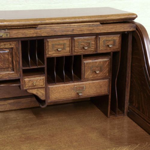 EDWARDIAN OAK ROLL TOP DESK - ADDITIONAL PHOTO 6