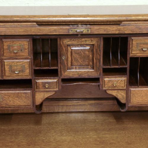 EDWARDIAN OAK ROLL TOP DESK - ADDITIONAL PHOTO 7