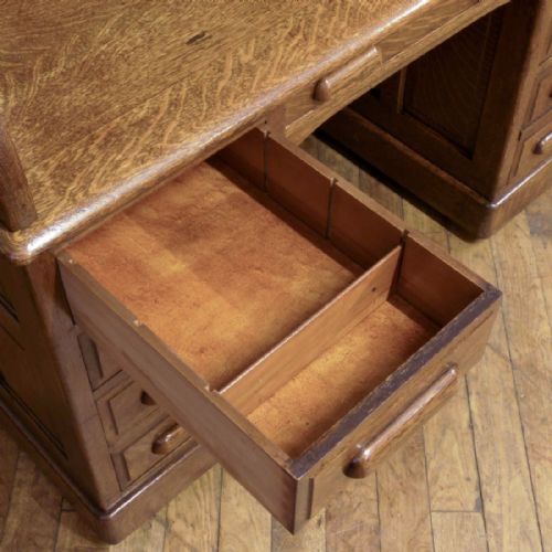 EDWARDIAN OAK ROLL TOP DESK - ADDITIONAL PHOTO 8
