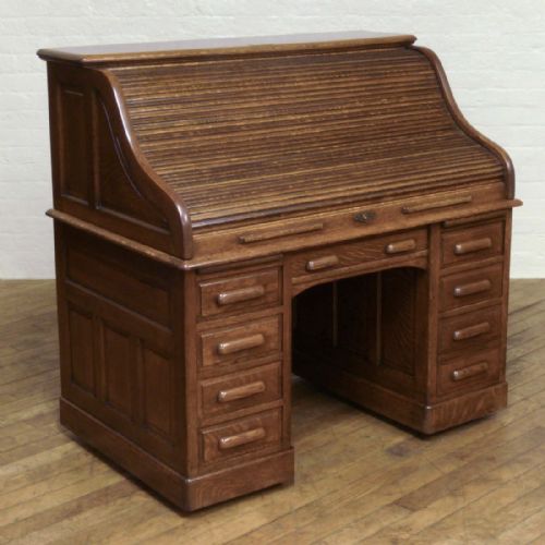 EDWARDIAN OAK ROLL TOP DESK - ADDITIONAL PHOTO 13