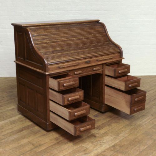 EDWARDIAN OAK ROLL TOP DESK - ADDITIONAL PHOTO 14