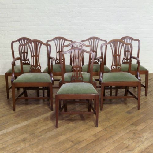 set of eight sheraton style mahogany chairs - CATEGORY: ANTIQUE CHAIRS - DATED EDWARDIAN