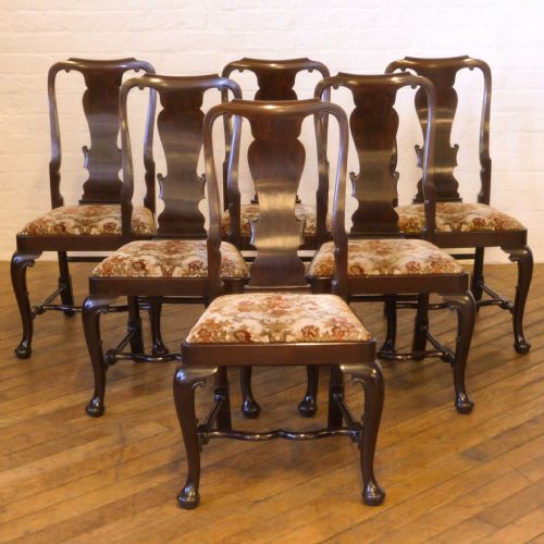 set of six queen anne style mahogany chairs - CATEGORY: ANTIQUE CHAIRS - DATED 1900