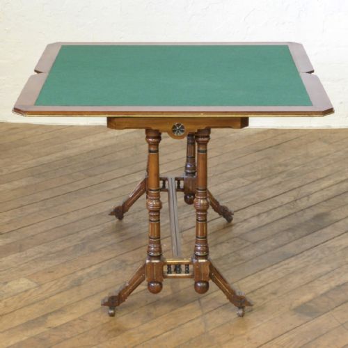 AESTHETIC MOVEMENT WALNUT CARD TABLE - ADDITIONAL PHOTO 12