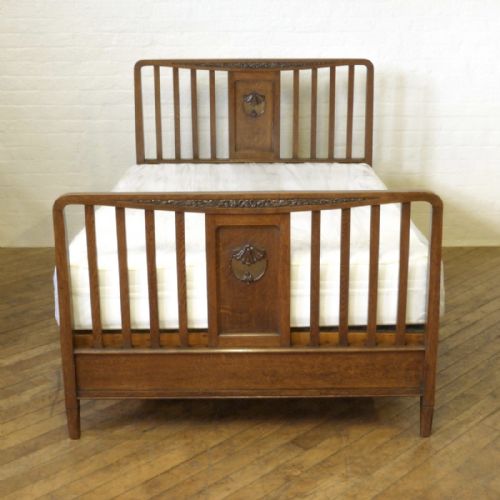edwardian oak bedstead - CATEGORY: ANTIQUE BEDS - DATED EDWARDIAN