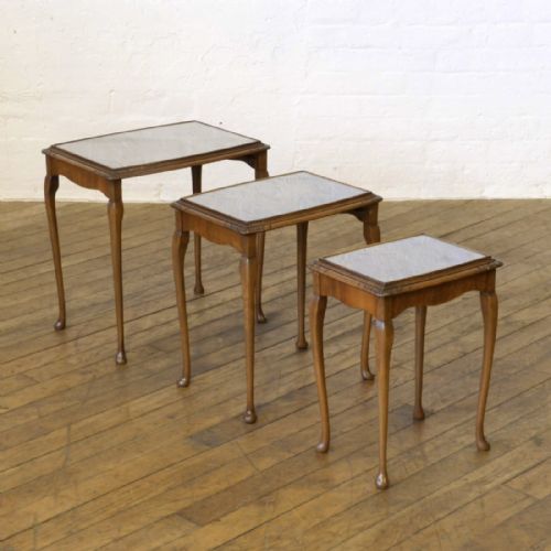 walnut nest of three tables - CATEGORY: ANTIQUE TABLES - DATED 1920
