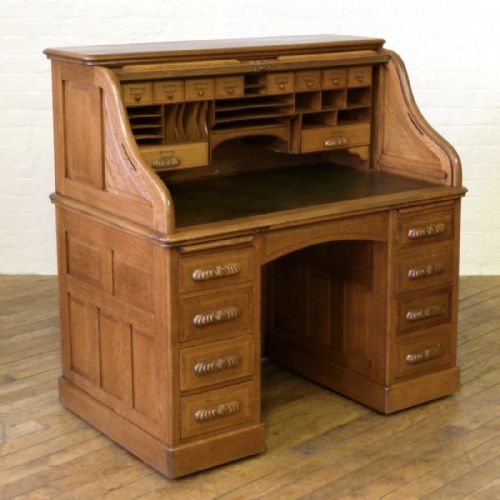 edwardian oak roll top desk - CATEGORY: ANTIQUE DESKS - DATED EDWARDIAN