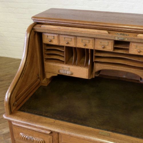 EDWARDIAN OAK ROLL TOP DESK - ADDITIONAL PHOTO 3