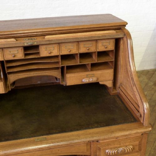 EDWARDIAN OAK ROLL TOP DESK - ADDITIONAL PHOTO 5