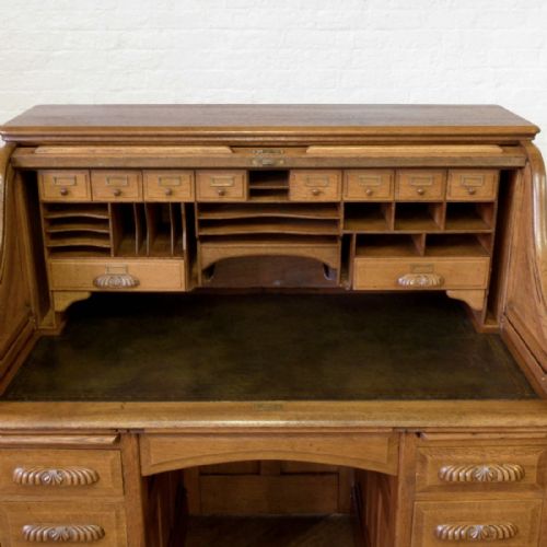 EDWARDIAN OAK ROLL TOP DESK - ADDITIONAL PHOTO 9