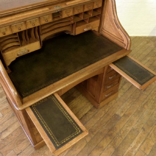 EDWARDIAN OAK ROLL TOP DESK - ADDITIONAL PHOTO 10