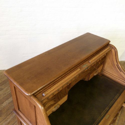 EDWARDIAN OAK ROLL TOP DESK - ADDITIONAL PHOTO 11