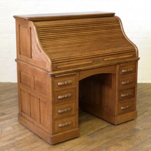 EDWARDIAN OAK ROLL TOP DESK - ADDITIONAL PHOTO 13