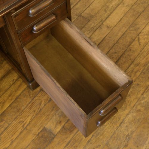 EDWARDIAN DARK OAK ROLL TOP DESK - ADDITIONAL PHOTO 4