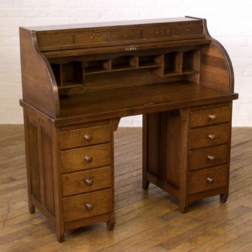 art deco oak roll top desk - CATEGORY: ANTIQUE DESKS - DATED 1930