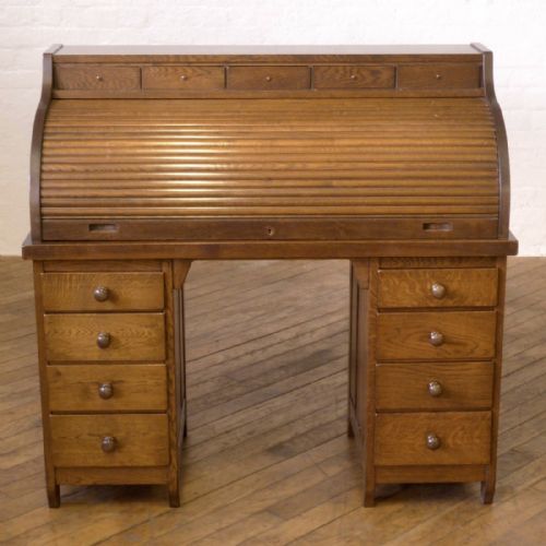 ART DECO OAK ROLL TOP DESK - ADDITIONAL PHOTO 1