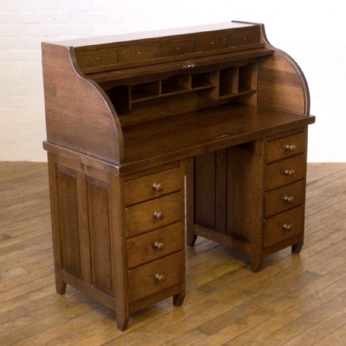 ART DECO OAK ROLL TOP DESK - ADDITIONAL PHOTO 2