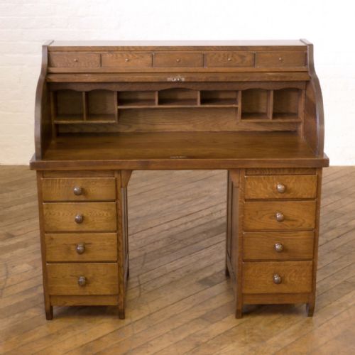 ART DECO OAK ROLL TOP DESK - ADDITIONAL PHOTO 3