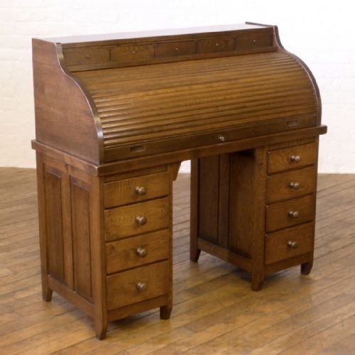 ART DECO OAK ROLL TOP DESK - ADDITIONAL PHOTO 4