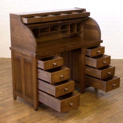 ART DECO OAK ROLL TOP DESK - ADDITIONAL PHOTO 6