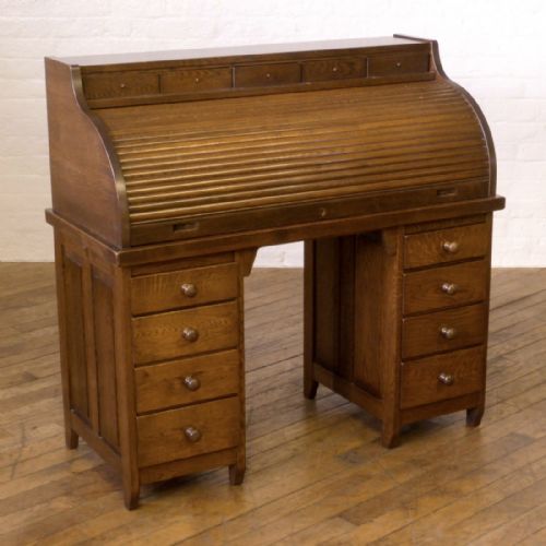 ART DECO OAK ROLL TOP DESK - ADDITIONAL PHOTO 7