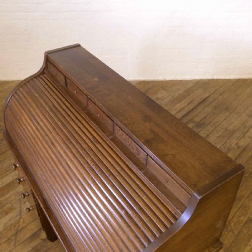 ART DECO OAK ROLL TOP DESK - ADDITIONAL PHOTO 11
