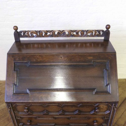 JACOBEAN STYLE OAK BUREAU - ADDITIONAL PHOTO 8