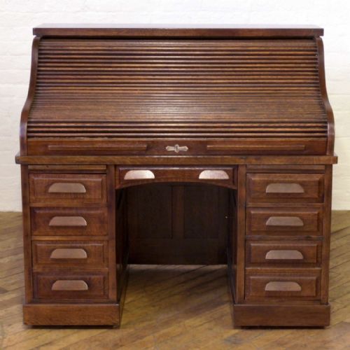 EDWARDIAN OAK ROLL TOP DESK - ADDITIONAL PHOTO 1