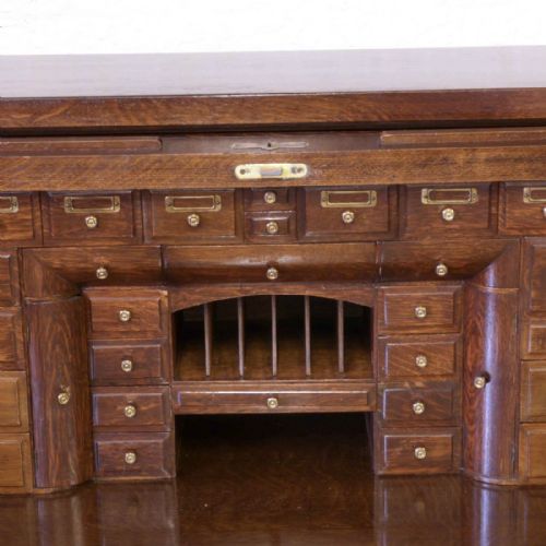 EDWARDIAN OAK ROLL TOP DESK - ADDITIONAL PHOTO 2