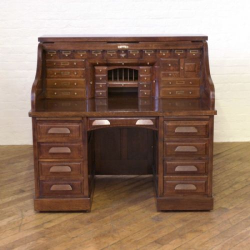 EDWARDIAN OAK ROLL TOP DESK - ADDITIONAL PHOTO 3