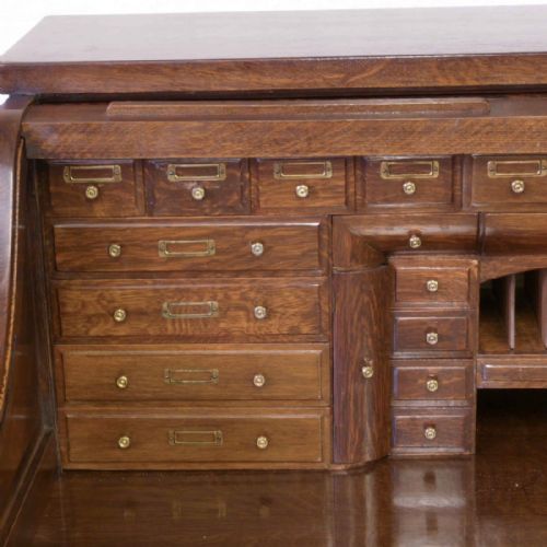 EDWARDIAN OAK ROLL TOP DESK - ADDITIONAL PHOTO 4