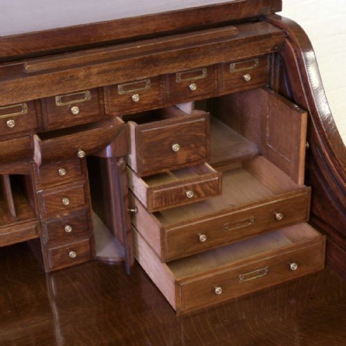 EDWARDIAN OAK ROLL TOP DESK - ADDITIONAL PHOTO 5