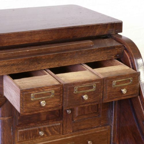 EDWARDIAN OAK ROLL TOP DESK - ADDITIONAL PHOTO 6