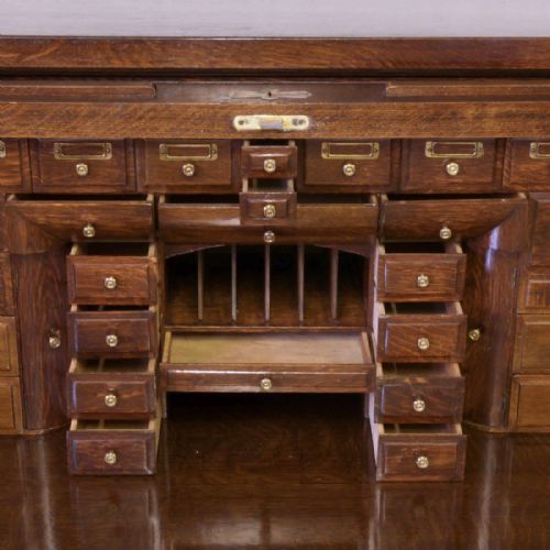 EDWARDIAN OAK ROLL TOP DESK - ADDITIONAL PHOTO 7
