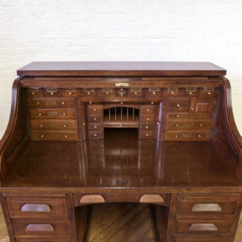 EDWARDIAN OAK ROLL TOP DESK - ADDITIONAL PHOTO 8