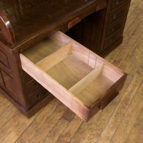 EDWARDIAN OAK ROLL TOP DESK - ADDITIONAL PHOTO 11