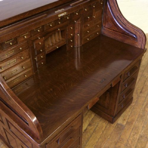 EDWARDIAN OAK ROLL TOP DESK - ADDITIONAL PHOTO 12