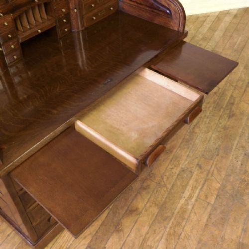 EDWARDIAN OAK ROLL TOP DESK - ADDITIONAL PHOTO 13