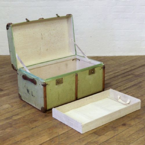 EDWARDIAN GREEN CANVAS TRUNK - ADDITIONAL PHOTO 1