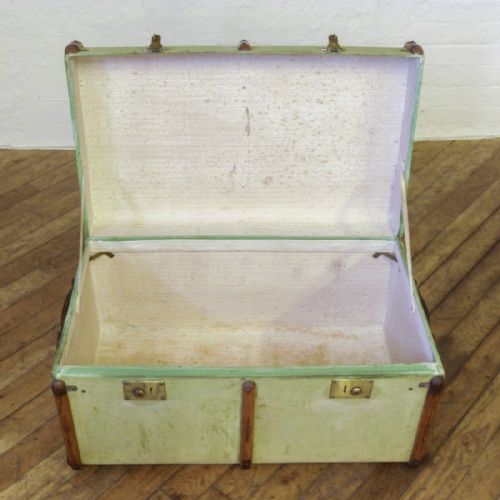 EDWARDIAN GREEN CANVAS TRUNK - ADDITIONAL PHOTO 4