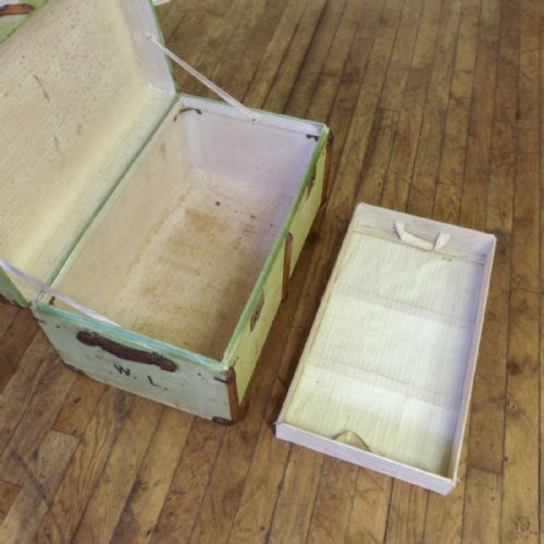 EDWARDIAN GREEN CANVAS TRUNK - ADDITIONAL PHOTO 5