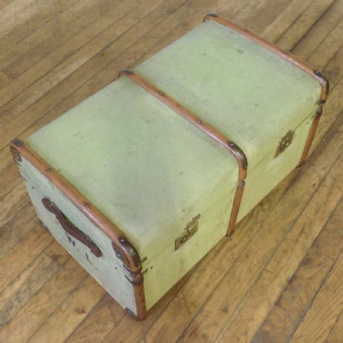 EDWARDIAN GREEN CANVAS TRUNK - ADDITIONAL PHOTO 10