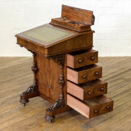 VICTORIAN WALNUT DAVENPORT - ADDITIONAL PHOTO 3