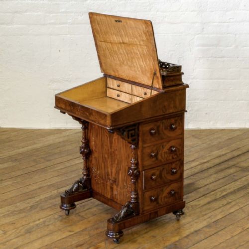 VICTORIAN WALNUT DAVENPORT - ADDITIONAL PHOTO 4