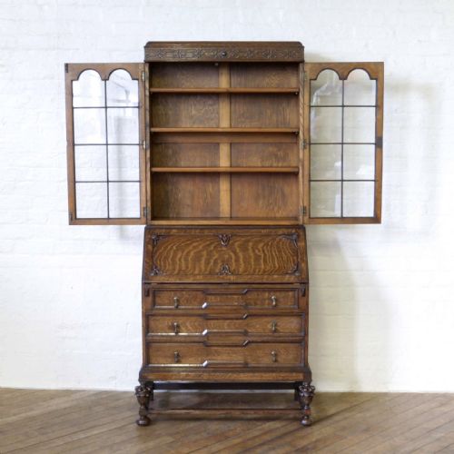 OAK BUREAU BOOKCASE - ADDITIONAL PHOTO 4